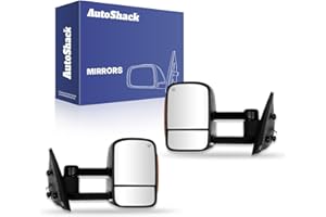 AutoShack Towing Mirrors Power Heated Black Replacement for 2007-2013 Chevrolet Silverado 1500 2007-2013 GMC Sierra 1500 Driv