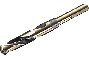 uxcell 43/64" Drill Bit 1/2" Reduced Shank 3-Flat M35 Cobalt 5% High-Speed Steel Twist Black and Gold Finish 135° Drill for H