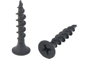 Jigreat #8 x 1" Drywall Screws 100pcs Black Phosphate Coated Flat Bugle Head Phillips Drive Fast Coarse Thread Screw for Wood Sheetrock Studs Gypsum Board Drywall