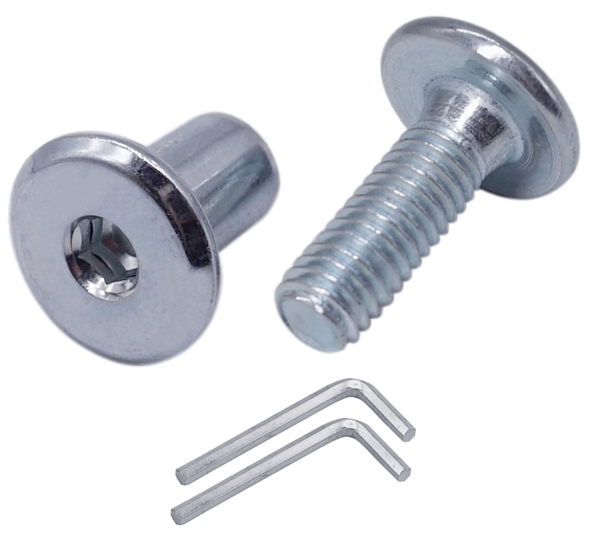 (Pack of 30 pcs) Zinc Plated Steel Joint Connector Bolts M6 x 20 mm With Nuts, Furniture Connector Bolt, Hex Allen Screws (30, M6 x 20 mm (With Nuts)