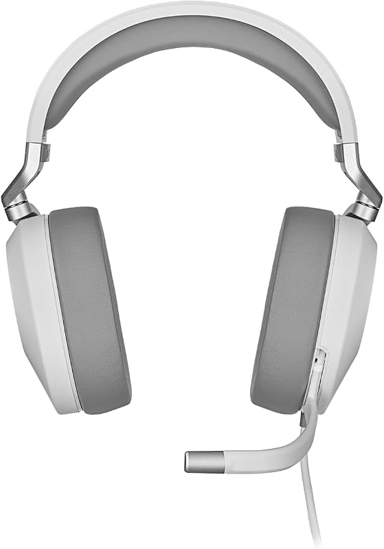 Corsair hs65 surround multiplataforma com fio para jogos - dolby 7.1 surround sound - sonarworks soundid - compatível com icue - pc, mac, ps5, ps4, xbox, nintendo switch, mobile - branco