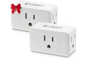 Unidapt Multi Plug Outlet Extender 2 Pack - 3 Way Wall Outlet Splitter, Cruise Ship Essentials Power Plug Adapter, Compact Travel Wall Tap Expander, Flat Angled Design, Home, Office, Dorm - White