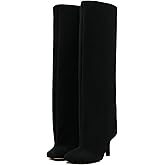 pinokino Knee High Boots Wide Calf Women Long Suede Square Toe Bootie Tall Cute Slouchy Fashion Boots Ladies Fall Booties