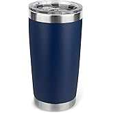 Zynkify 20oz Stainless Steel Tumbler with Lid, Travel Mug - Double Wall Vacuum Powder Coated Cup - Navy Blue, 1 Pack
