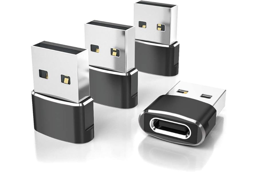 Elebase USB to USB C Adapter for iPhone 17 4Pack,USBC Female to A Male Car Charger Adapter,Type C Converter Apple 17e 16 Pro Max 15 14 Plus,iWatch Watch 11 10 Ultra 3,iPad Air,Samsung Galaxy S26,Xbox