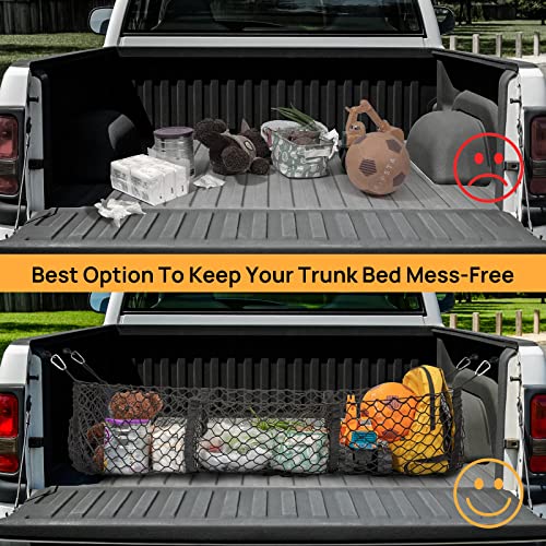 Cargo Net Trunk Bed Organizer,Mesh Storage Net with 4 Metal Hooks,43.3×