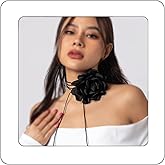 Rannyrena Bohemian Large Flower Choker Necklace Suede Leather Long Wrap Necklace Bow-knot Layered Tie Necklace with Artificial Rose Boho Party Accessories for Women