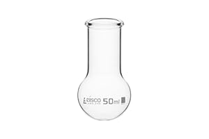 EISCO Boiling Flask, 50ml - Borosilicate Glass - Round Bottom, Wide Neck, Beaded Rim