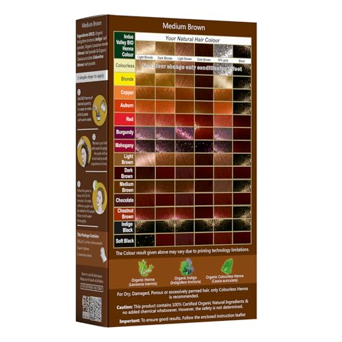 INDUS VALLEY Bio Organic Natural Henna Hair Color Medium Brown 100gm| 100% Gray Hair Coverage And Long Lasting Hair Dye | Vegan and Cruelty-Free