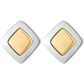 COORWEEL Two Tone Modern Vintage Geometric Earrings for Women | Large Statement Earrings, Minimalist Studs, Trendy Jewelry