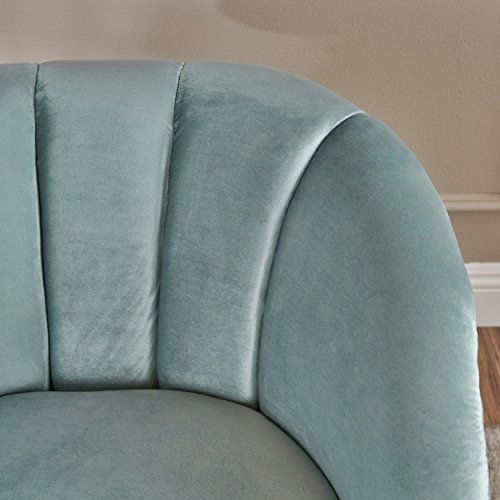 Christopher Knight Home Amaia Modern Velvet Sofa, Seafoam Blue / Walnut Pricepulse