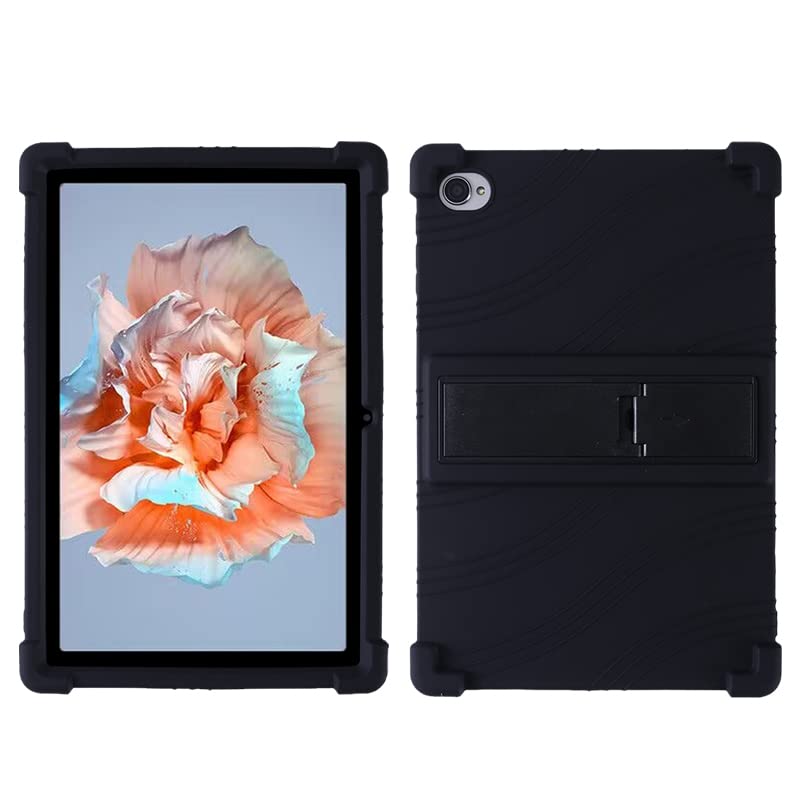 FKQLH Case for Blackview Tab 15, Adjustable Soft Silicone Kids Friendly Protective Cover for Blackview Tab 15 Tablet 10.5 Inch, Black