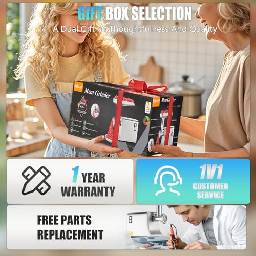5.0 Upgrade Electric Meat Grinder【 3500W Super Motor】【SUS304 Blade & Plate】 3-Second Fast Meat Grinding, Perfect for Meat Grinders for Home Use (Silver)
