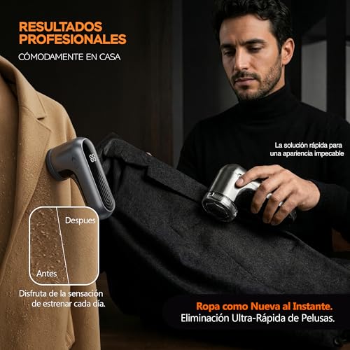 PMR SHOP® Premium Electric Lint Remover | Clothes Lint Remover with LED Display | USB-C Rechargeable | 6 High Precision Blades | Ball Remover for Clothes and Furniture