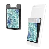 2 Pack Self Adhesive Credit Card Holder - Fintie Premium PU Leather Slim Stick On Card Wallet Case for iPhone 6, iPhone 6 Plus, iPhone 7, iPhone 7 Plus and Other Smartphones, Emerald Illusions