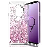 MP-MALL For Galaxy S9 Plus Case, Clear Back Flowing Liquid Floating Luxury Bling Glitter Sparkle TPU Hybrid Bumper Girl's Case for Samsung Galaxy S9 Plus - Rose Gold
