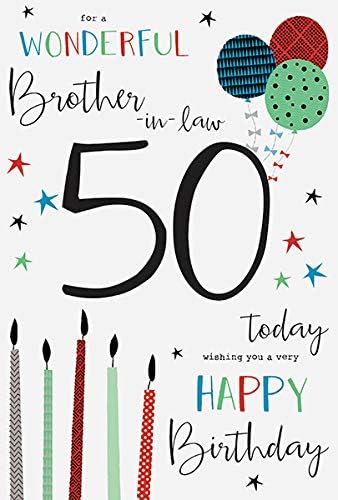 Brother In Law 50th Birthday Card, White, 9" x 6"
