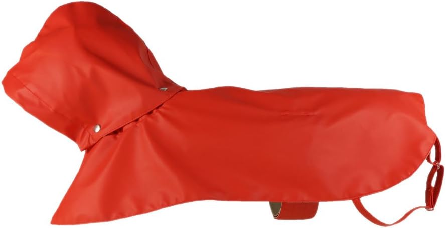 Pawow Two-layer Pet Dog Cat Raincoat with Hat Puppy Doggie Hooded Rain Coat (Red, Medium)