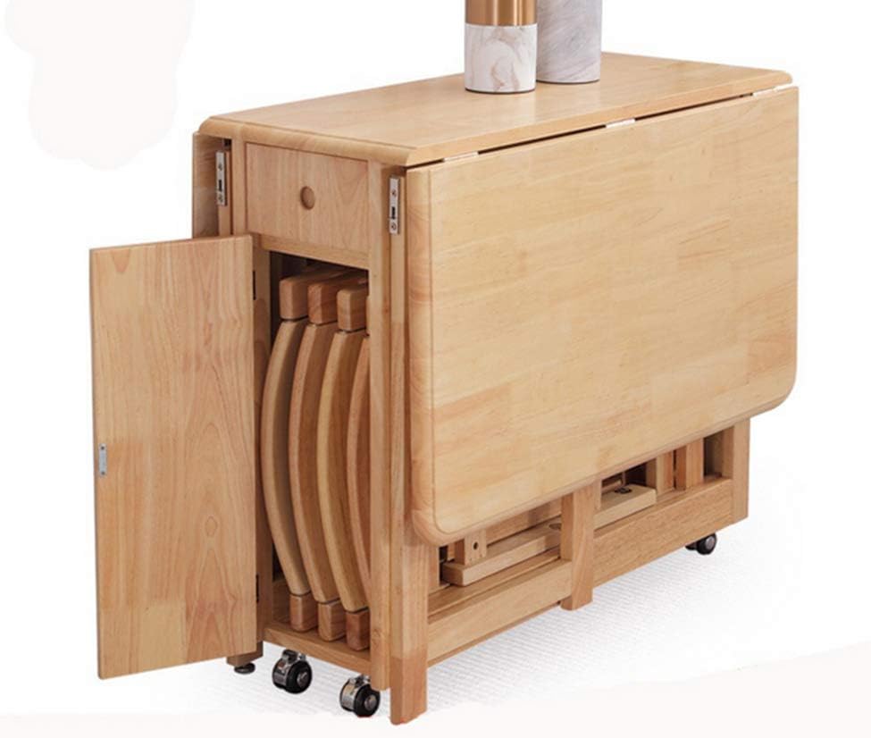 XINTONGDA Simple Dining Table Telescopic Table Foldable Dining Table and Chair Combination Solid Wood Rectangular Table,1table+6chairs