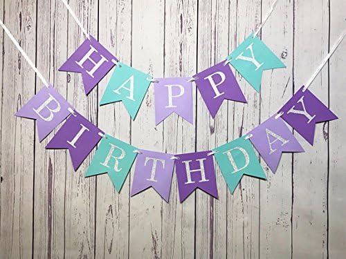 Mermaid Banner, Under The Sea Happy Birthday Banner Baby Girl Boy Birthday Party Decoration (Mermaid)