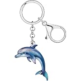 WEVENI Acrylic Dolphin Keychain Blue Keychains Animal Lover Gifts for Women Kids Girls Backpack Accessories Purse Charms