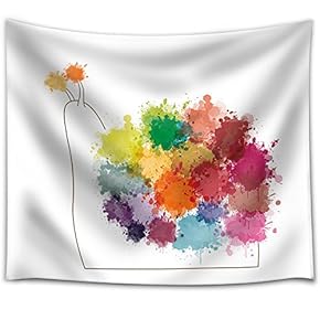 Fun and Colorful Splattered Watercolor Snail - Fabric Tapestry, Home Decor - 51x60 inches