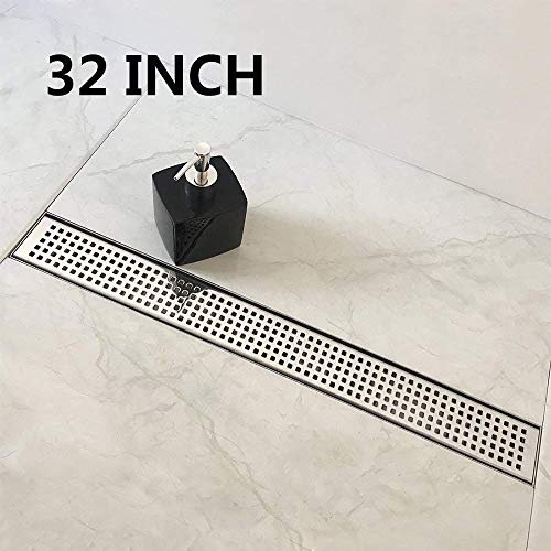 Neodrain 32Inch Linear Shower Drain with Removable Quadrato Pattern