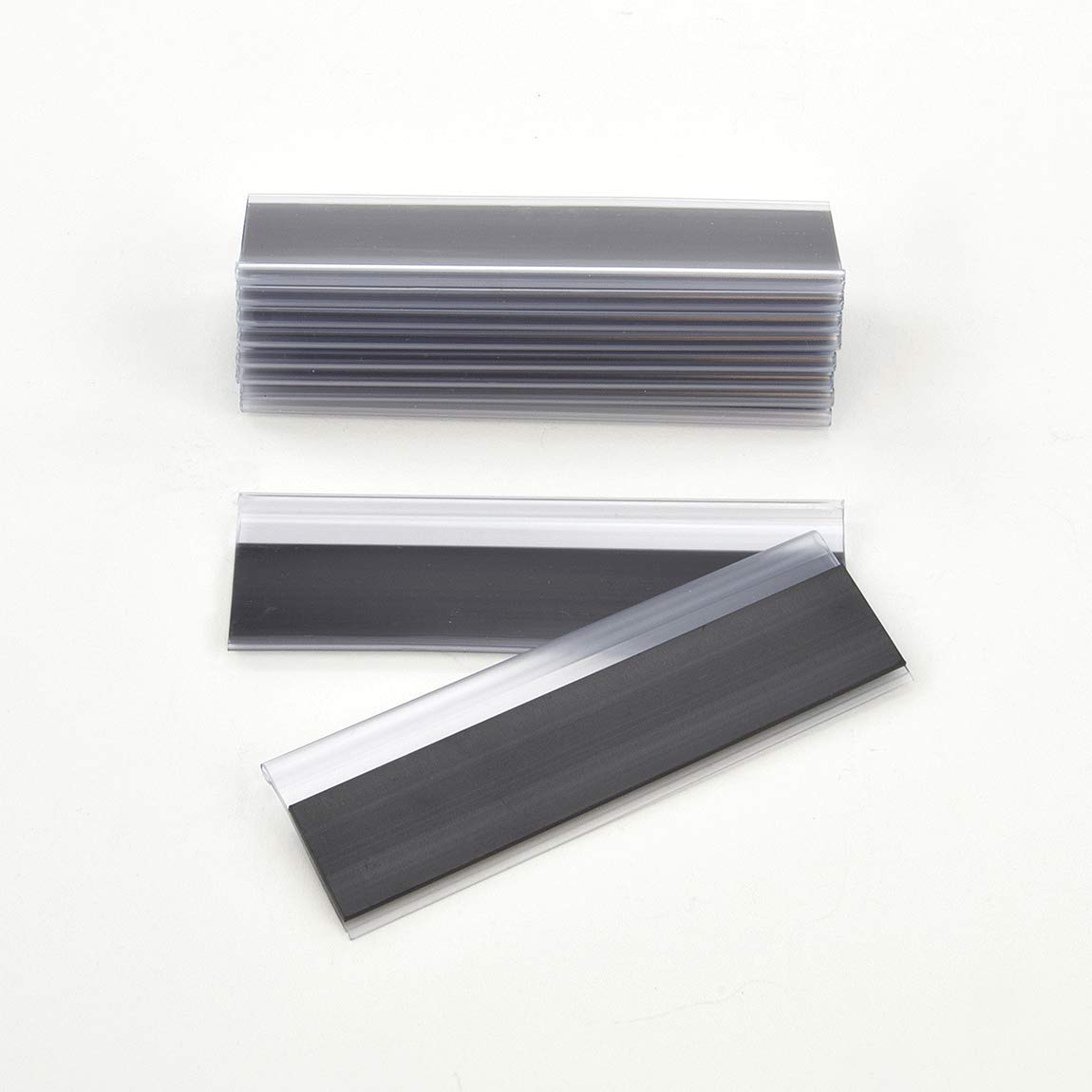 Magnetic Label Holders for Insertion Labels 200 mm Wide / Ticket Holder / Label Holder (83 mm Height, Clear, Pack of 10)