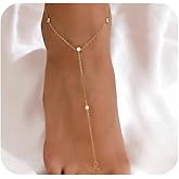 Juewaok Toe Ankle Bracelets for Women Waterproof, 18K Gold Plated Pearl Anklet Dainty Layered Pearl Daisy Tassel Cubic Zirconia Star Adjustable Link Chain Anklets, Summer Beach Boho Foot Jewelry