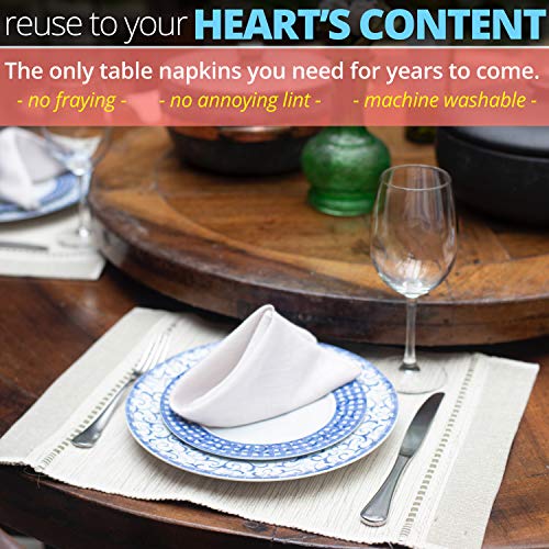 White Cotton Napkins Cloth 20 x 20 Oversized 100 Natural Bulk Linens