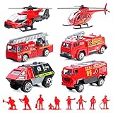 14 Pcs Fire Truck with Firefighter Toy Set, Mini