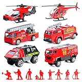 14 Pcs Fire Truck with Firefighter Toy Set, Mini