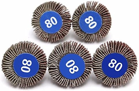 Letbo New 5pcs 80 Grit 4mm Shank Grinding Sandpaper Flap Wheel Sanding Discs For Rotary Tools