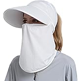Women Wide Brim Face Mask Sun Hat Detachable Neck Face Flap Ponytail UV Protection Visor Hat Garden Fishing Hiking