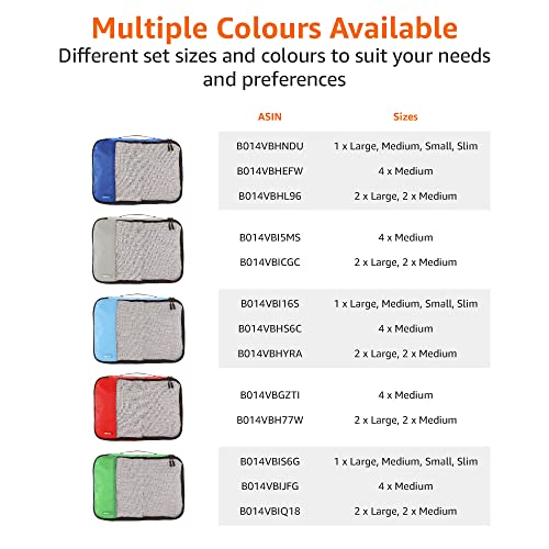 Amazon Basics 4 Piece Packing Travel Organizer Cubes Set, Small, Medium