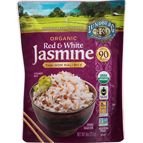 Lundberg Family Farms Organic Red & White Jasmine Rice, Thai Hom Mali, 8 Ounce