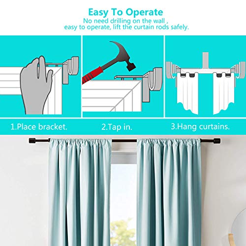 Vidsel Double Curtain Rod Brackets No Drill Adjustable Curtain