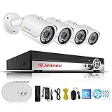 POE Security Camera System, Jennov 4 Channel 1080P PoE Security System CCTV Home Surveillance Outdoor IP Cameras Night Vision Power Over Ethernet, Motion Detection(No Hard Drive)