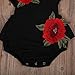 BELS Baby Girls Romper Rose Embroidery Buttons Sleeveless Bodysuit (6-12M, Black)