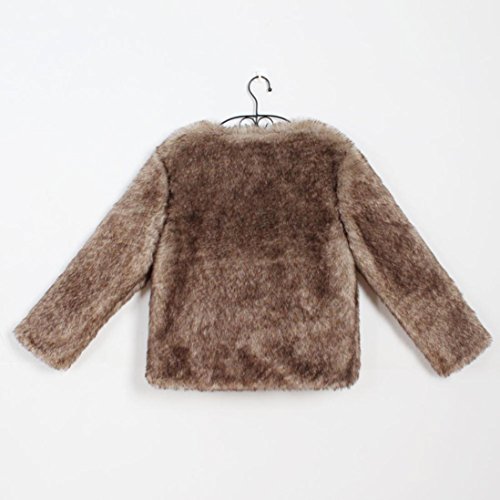 Elogoog Women's Elegant Short Faux Fur Coat Winter Warm Fur Jacket Overcoat Outerwear (XXL,Brown)