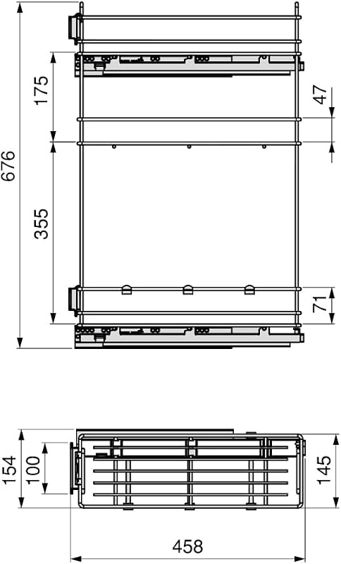 - Porte-Bouteilles extractible avec Fermeture à amortie, Gauche, 3 Plateaux, Module 800x200mm, Acier, Gris Anthracite