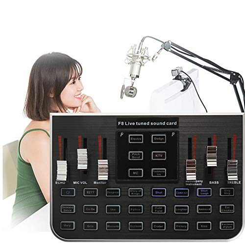 Godyluck Studio Audio Mixer Microphone Excellent Quality Voice Music Professional Audio USB Headset Webcast Entertainment Karaoke Steamer Live Sound Card F8 4 Modes