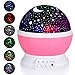 Adoric Kids Night Light, Star Moon Light Rotating Projector, 4 LED Bulbs 8 Modes USB Cable, Night Lighting Lamp for Nursery Baby Children Kids Bedroom Birthday Christmas (Pink)