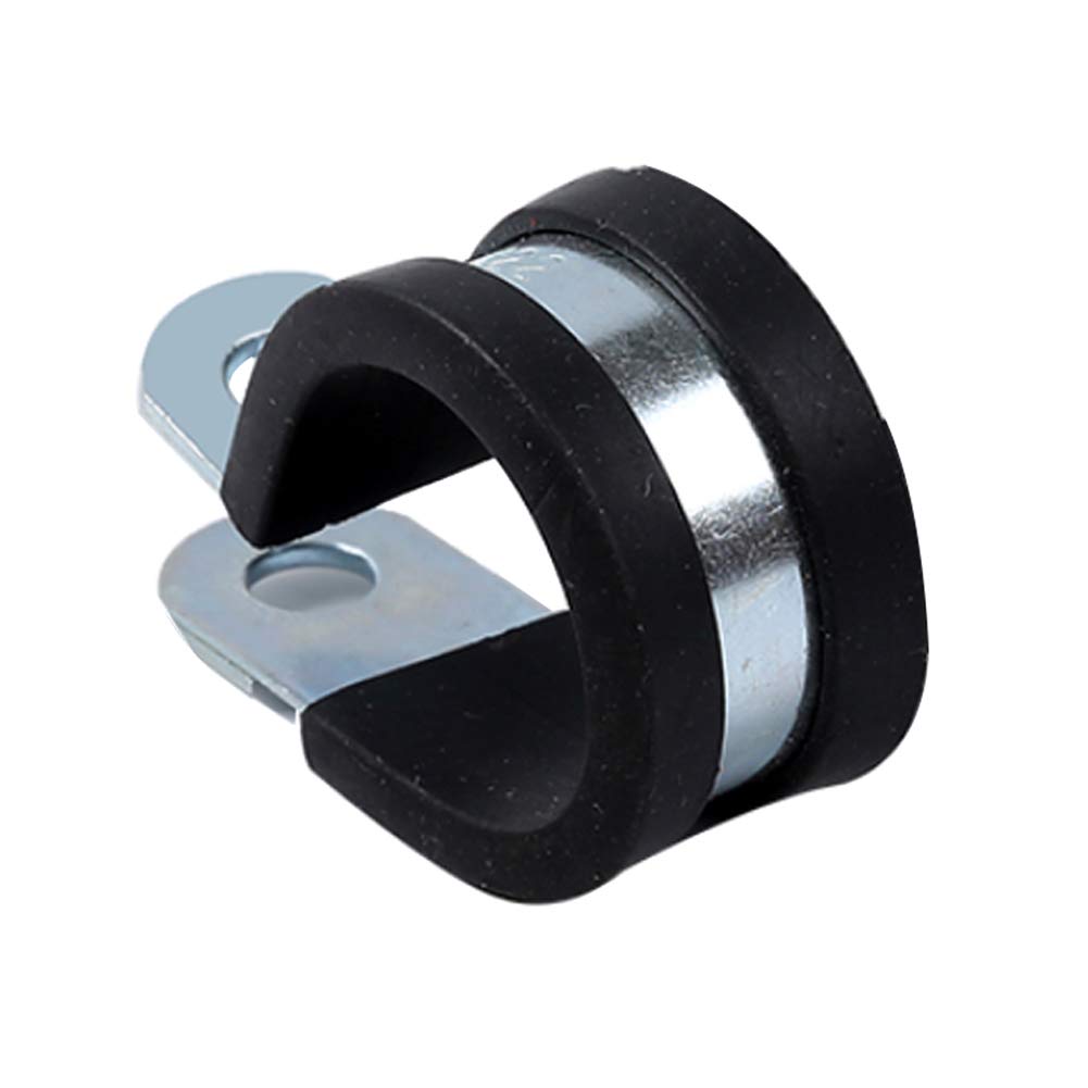 Yudesun 5Pcs Rubber Lined P Clips 304 Stainless Steel Pipe Clamp Fastener Holder Metal Cable Mounting Fuel Hose Pipe Clamp 18mm