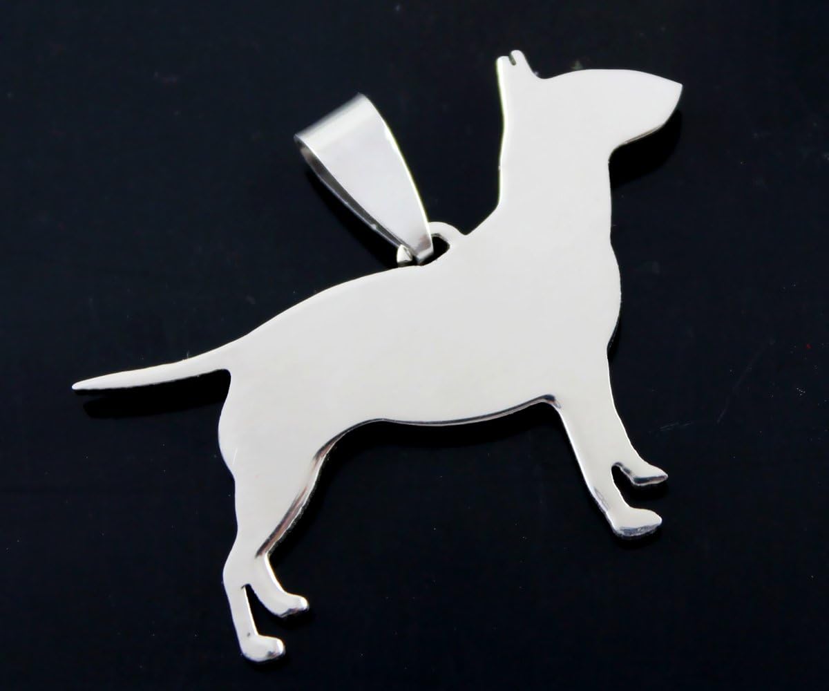 Dogdotnet V1 Stainless Steel English Bull Terrier American Bull Terrier Bully The White Cavalier Wedge Head The Gentleman's Companion Gladiator Pet Dog Collar Tag Charm Pendant Necklace