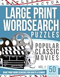 Large Print Wordsearches Puzzles Popular Classic Movies v.1: Giant Print Word Searches for Adults & Seniors (Classic Movie Games) (Volume 1) by Word Search Books