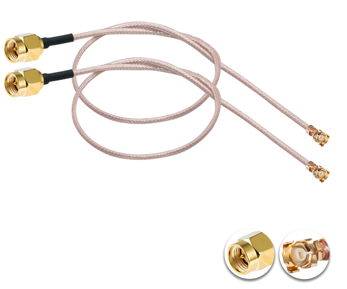 Vecys 2PCS U.F.L1 to SMA Male Low Loss Coaxial Cable 12" /30CM U.F.L1 RG178 Coaxial Pigtail Cable for Wireless Routers Mini PCIE Network Cards PCI Wi-Fi WAN Repeater