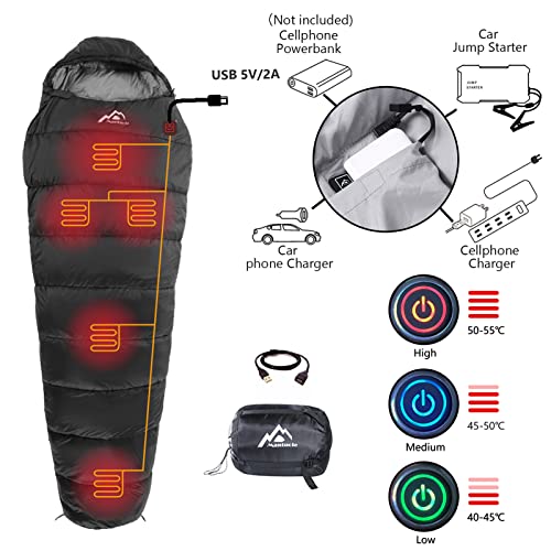Mantuole Heated Sleeping Bag 5pcs Multi USB Power Support Heating Pads