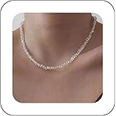 Andelaisi Boho Crystal Choker Necklace Vintage CZ Strand Necklace Clear Irregular Rhinestone Necklace Adjustable CZ Faceted Beads Necklace Jewelry for Women