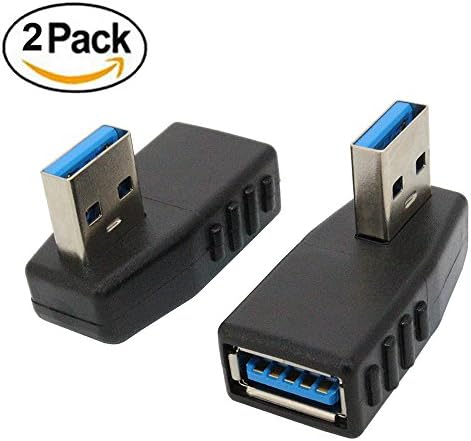 LiuTian USB 3.0 Male to Female 90° Adapter Coupler Connector Plug Left Angle and Right Angle Adapter,Black